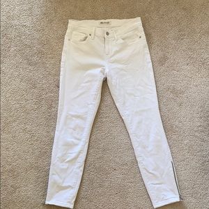 madewell skinny skinny white zip jeans 27